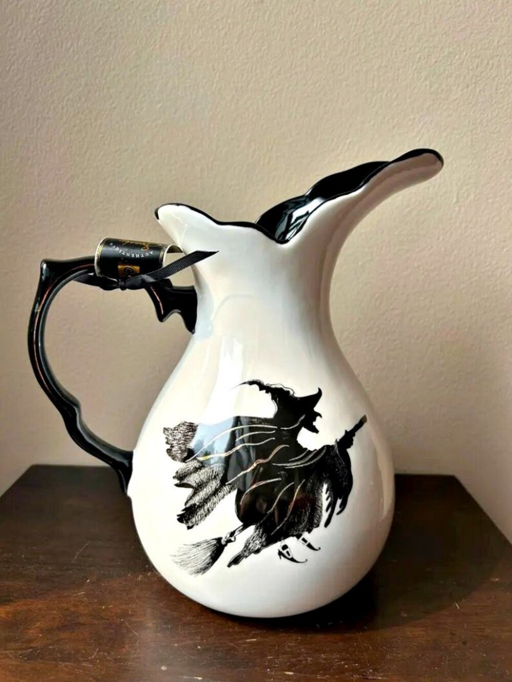 NEW! LARGE WITCHES BREW TALL PITCHER FLYING WITCH